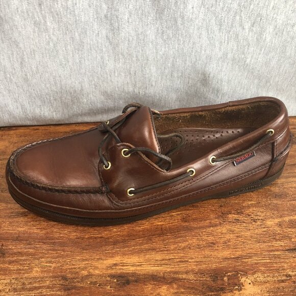 Sebago Docksides Shoes Mens Size 10.5 2E Wide Brown Leather Boat Deck Nautical - Picture 8 of 12